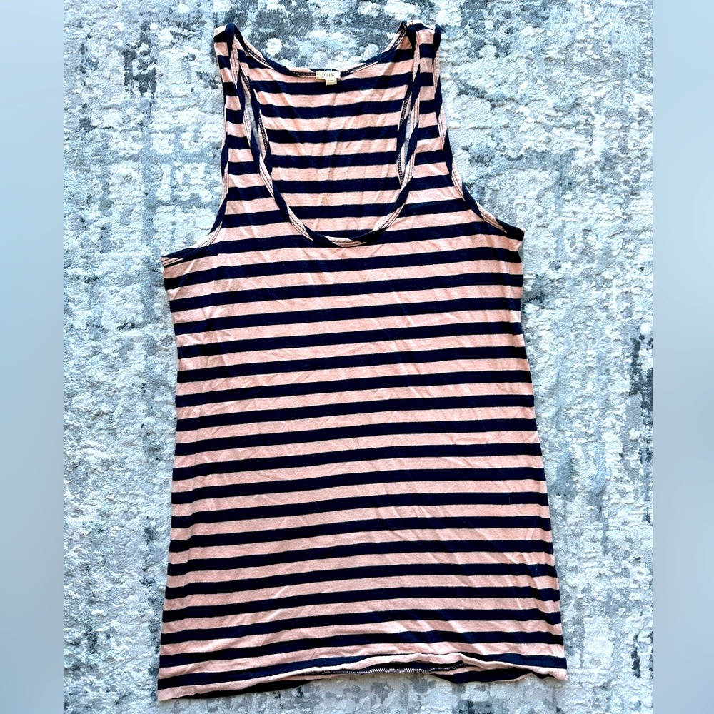 Light pink and navy blue J.Crew tank top. Size XS.